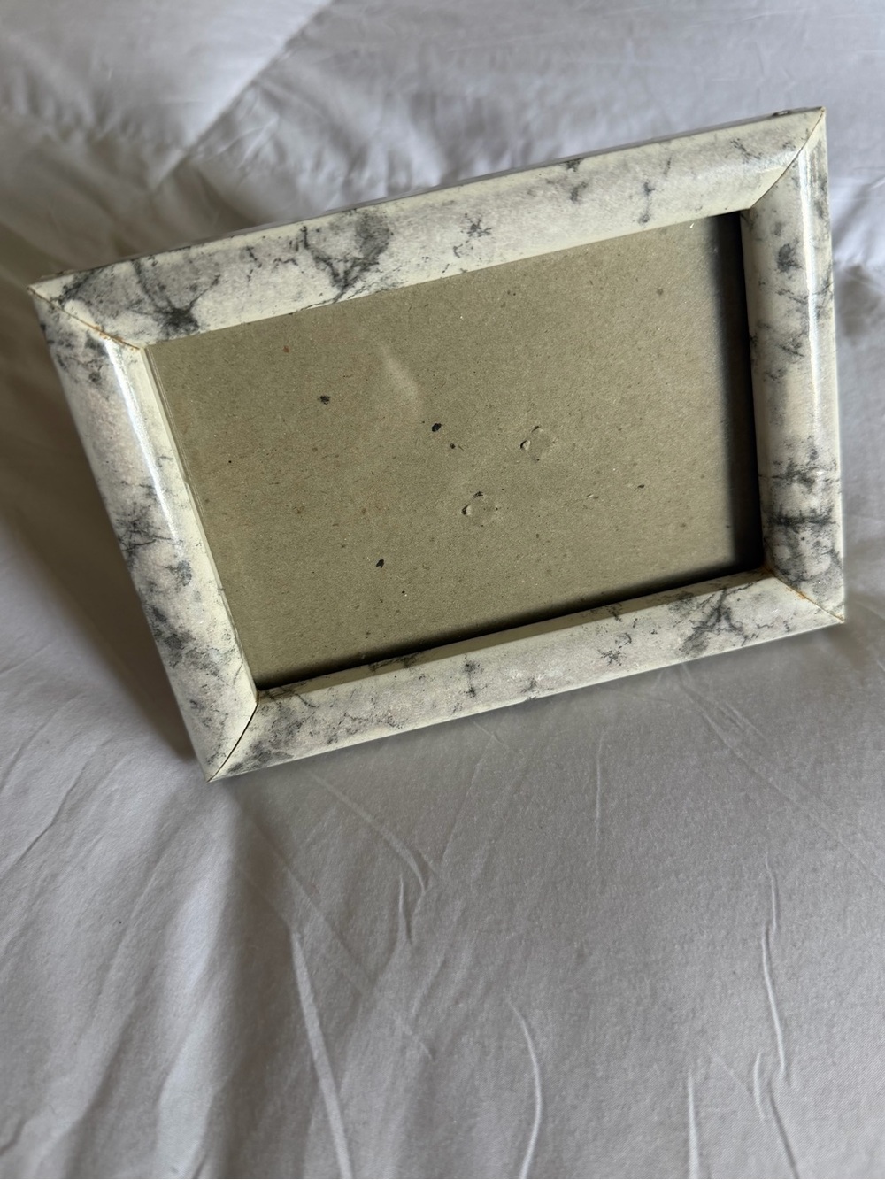 Vintage Marble-Effect Picture Frame - White/Gray